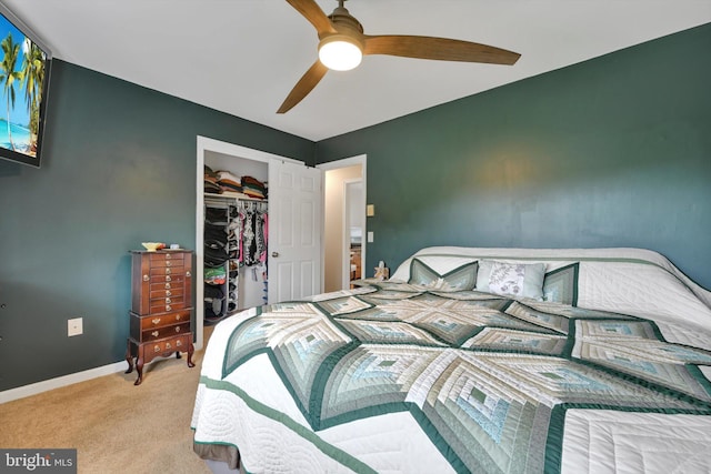 191 Meadow Dr, Mohrsville, PA 19541 - carpeted bedroom featuring a closet, baseboards, and ceiling fan