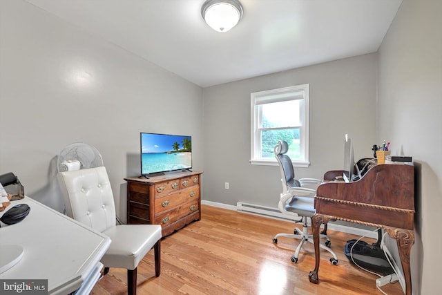 191 Meadow Dr, Mohrsville, PA 19541 - office space with a baseboard radiator, light wood-type flooring, and baseboards