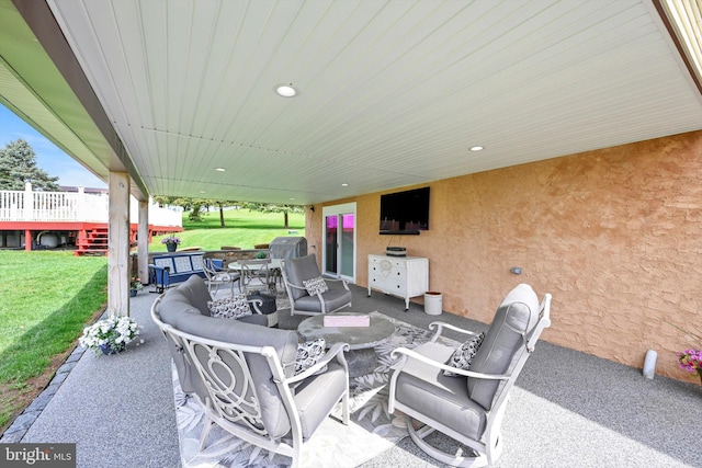 191 Meadow Dr, Mohrsville, PA 19541 - view of patio featuring a wooden deck and an outdoor living space