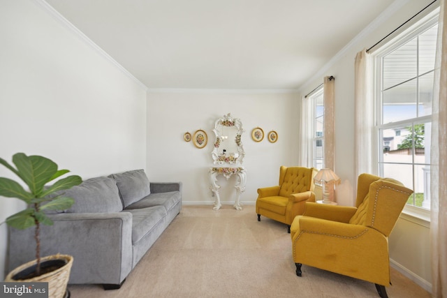 15888 Aerial View Rd, Woodbridge, VA 22193 - living room with ornamental molding, baseboards, and light carpet