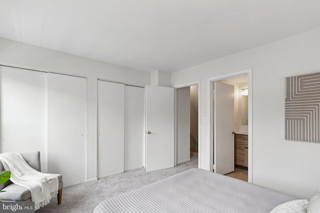 3316 Lakeside View Dr Unit 3-7, Falls Church, VA 22041 - bedroom featuring multiple closets, light carpet, and ensuite bath