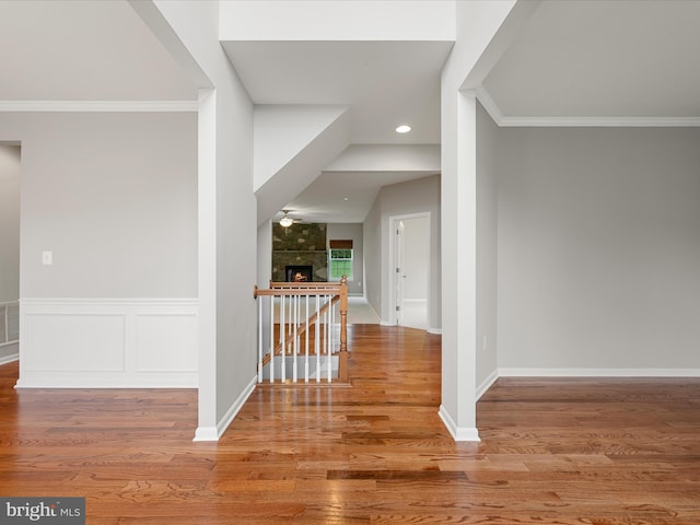 800 Kennedy Dr, Winchester, VA 22601 - corridor featuring ornamental molding, wood finished floors, baseboards, and recessed lighting