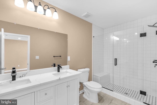 4820 Hayes St NE, Washington, DC 20019 - bathroom featuring a shower stall, toilet, and double vanity