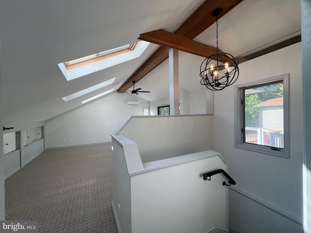 8107 Chester St, Takoma Park, MD 20912 - bonus room featuring a skylight, carpet floors, a chandelier, and baseboards