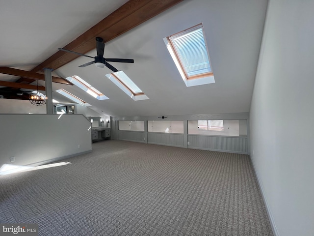 8107 Chester St, Takoma Park, MD 20912 - additional living space with a skylight, carpet flooring, a ceiling fan, and plenty of natural light