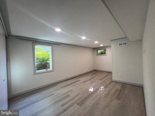 8107 Chester St, Takoma Park, MD 20912 - below grade area with wood finished floors, recessed lighting, and baseboards