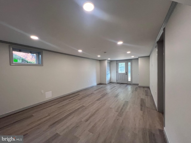 8107 Chester St, Takoma Park, MD 20912 - empty room featuring recessed lighting, light wood-style flooring, baseboards, and ornamental molding