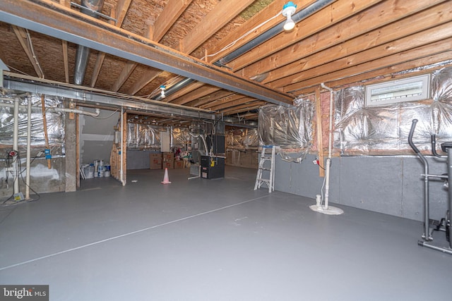 unfinished below grade area with heating unit