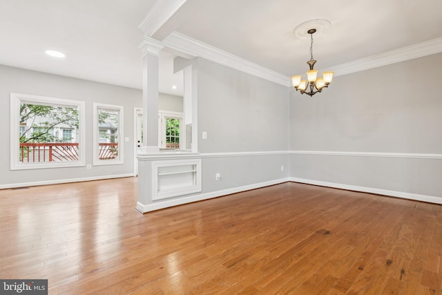 7702 Ousley Pl, Alexandria, VA 22315 - spare room featuring a chandelier, crown molding, wood-type flooring, and recessed lighting