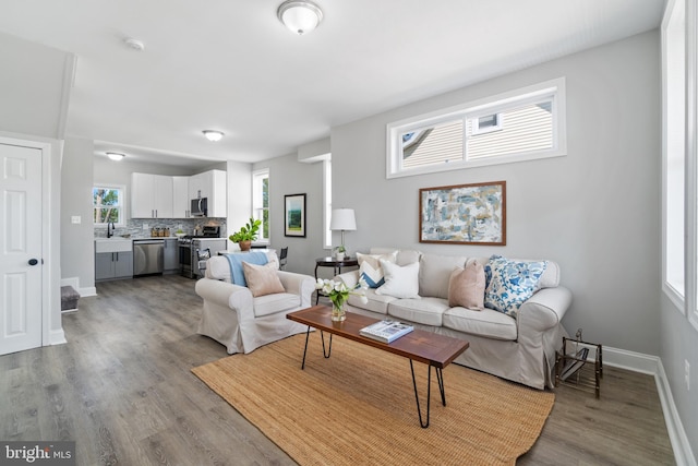 2704 Rueckert Ave, Baltimore, MD 21214 - living room featuring baseboards and wood finished floors