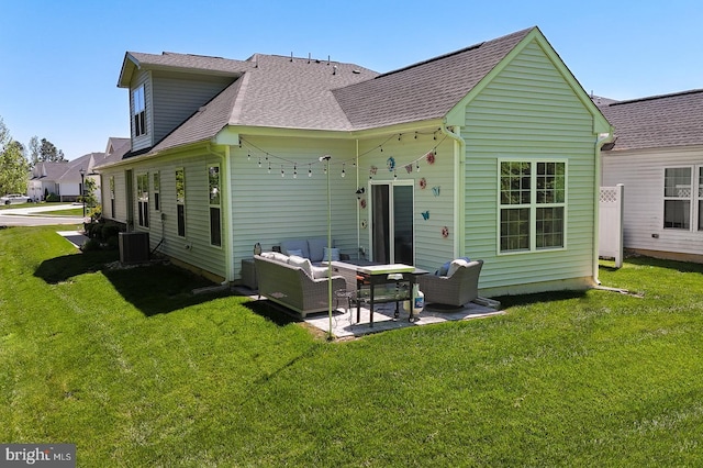 314 Tranquility Way, Middletown, DE 19709 - rear view of house with a patio, roof with shingles, outdoor lounge area, and a yard