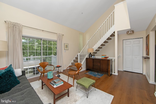 2706 Wimbledon Way, Blackwood, NJ 08012 - living room featuring stairway and wood finished floors