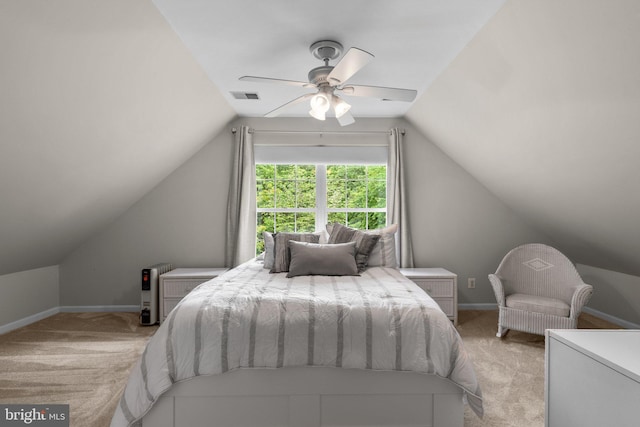 15066 Frederick Rd, Cooksville, MD 21723 - bedroom featuring light carpet, vaulted ceiling, a ceiling fan, and baseboards