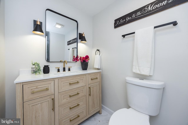127 Toledo Ln, Willingboro, NJ 08046 - bathroom with marble finish flooring, toilet, and vanity