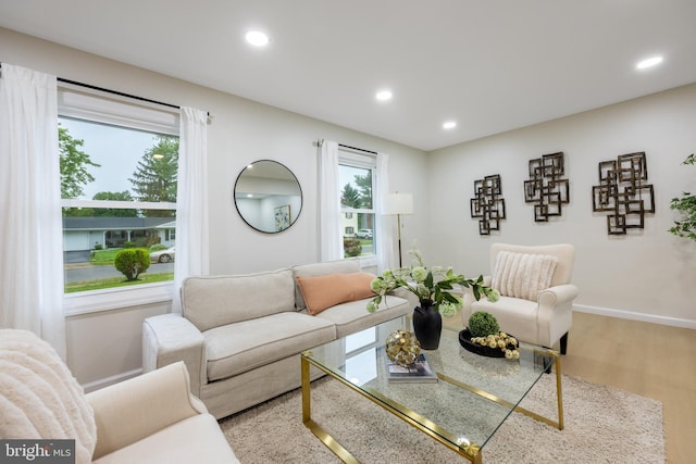 127 Toledo Ln, Willingboro, NJ 08046 - living room featuring recessed lighting, light wood-type flooring, and baseboards