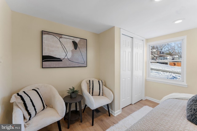 5721 Euclid St, Landover, MD 20785 - bedroom with wood finished floors, baseboards, a closet, and recessed lighting