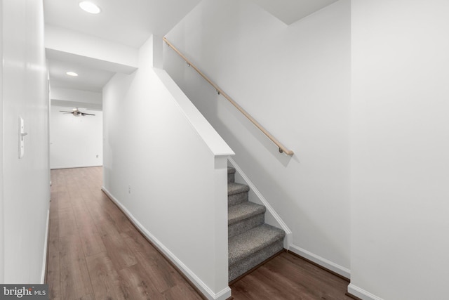 27 Hopkins Branch Way, Fredericksburg, VA 22406 - stairway with wood finished floors, recessed lighting, and a ceiling fan