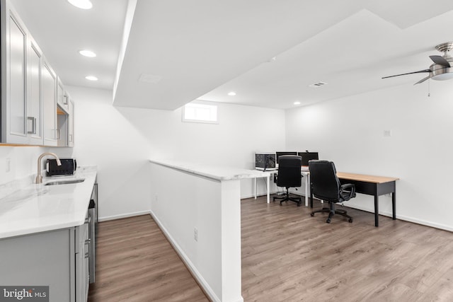 27 Hopkins Branch Way, Fredericksburg, VA 22406 - office area with light wood-type flooring, recessed lighting, and ceiling fan