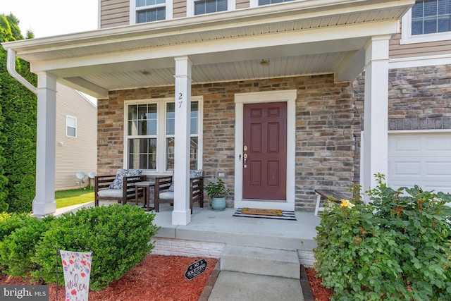 27 Hopkins Branch Way, Fredericksburg, VA 22406 - doorway to property featuring a porch and stone siding