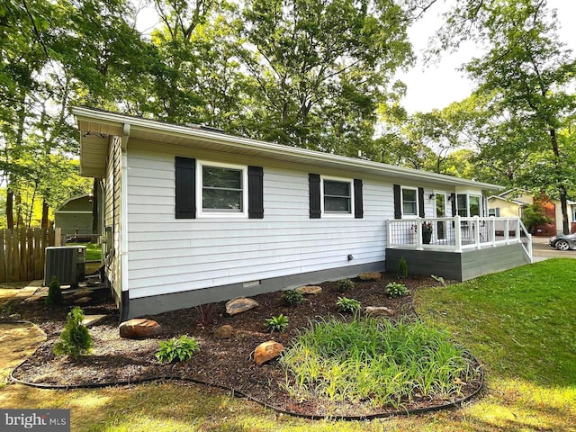 8408 Alvin Rd, Pasadena, MD 21122 - view of front of house with crawl space, central air condition unit, and a deck