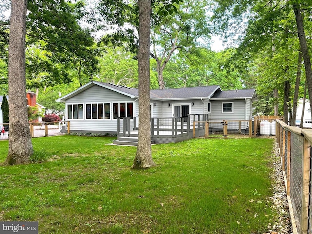 8408 Alvin Rd, Pasadena, MD 21122 - rear view of property with a wooden deck and a sunroom