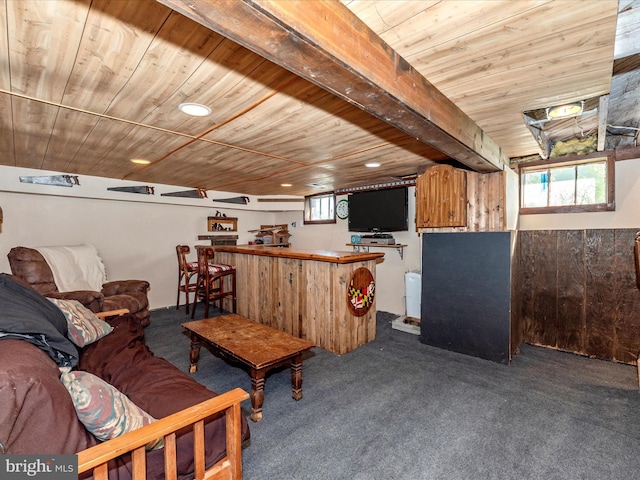 6103 Jefferson Pike, Frederick, MD 21703 - carpeted living area featuring a dry bar and wooden ceiling