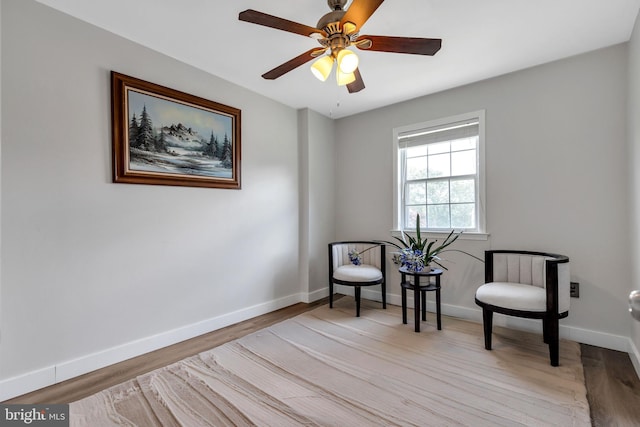 320 Bala Ter W, West Chester, PA 19380 - sitting room with wood finished floors, baseboards, and a ceiling fan