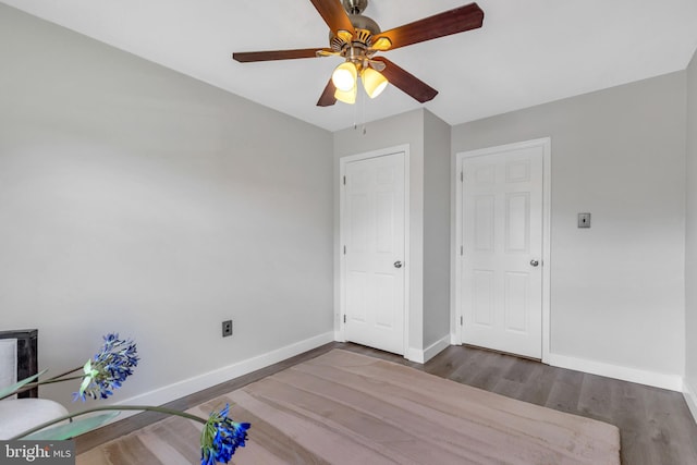 320 Bala Ter W, West Chester, PA 19380 - unfurnished office featuring baseboards, wood finished floors, and a ceiling fan