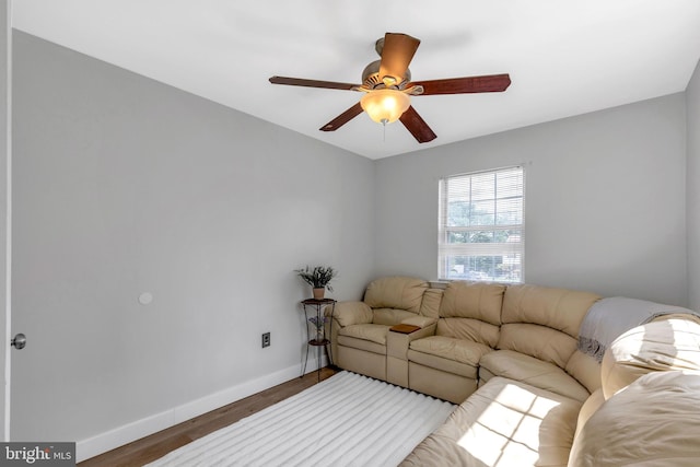 320 Bala Ter W, West Chester, PA 19380 - living room with wood finished floors, baseboards, and a ceiling fan