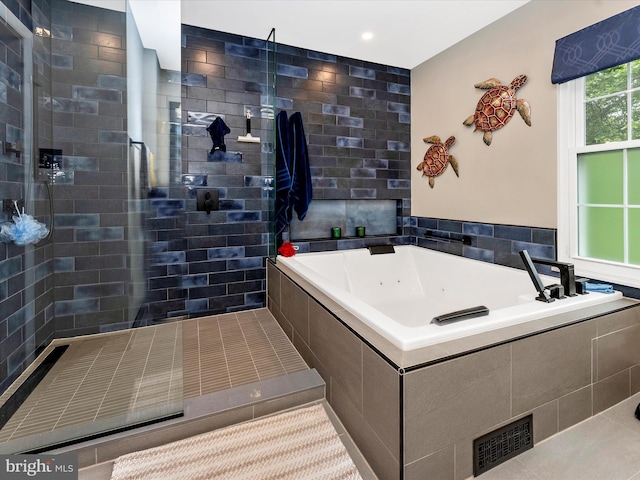 24129 Pecan Grove Ln, Gaithersburg, MD 20882 - full bath with a tub with jets, a tile shower, and tile patterned floors