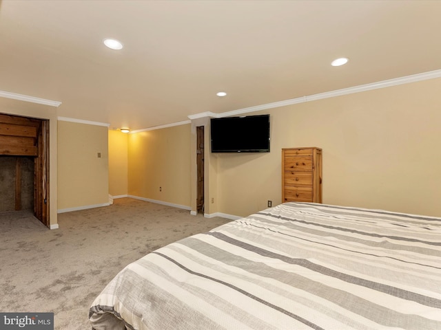 24129 Pecan Grove Ln, Gaithersburg, MD 20882 - unfurnished bedroom with light carpet, baseboards, ornamental molding, and recessed lighting