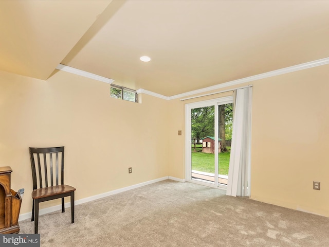 24129 Pecan Grove Ln, Gaithersburg, MD 20882 - unfurnished room with crown molding, plenty of natural light, carpet floors, baseboards, and recessed lighting