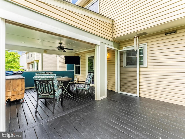 24129 Pecan Grove Ln, Gaithersburg, MD 20882 - deck with a ceiling fan, an outdoor hangout area, and outdoor dining area