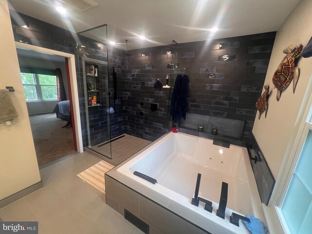 24129 Pecan Grove Ln, Gaithersburg, MD 20882 - full bathroom with tiled shower, a whirlpool tub, ensuite bathroom, and tile patterned floors