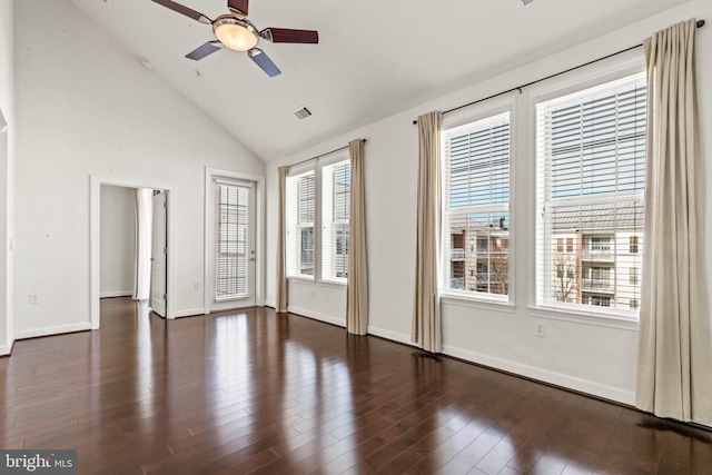 400 Cameron Station Blvd Unit 417, Alexandria, VA 22304 - spare room with a ceiling fan, wood finished floors, baseboards, and high vaulted ceiling