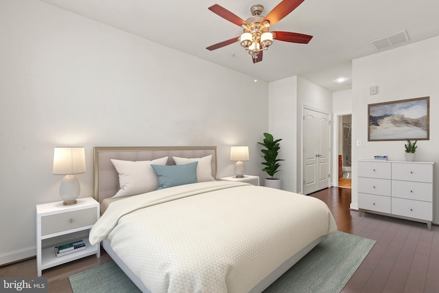 400 Cameron Station Blvd Unit 417, Alexandria, VA 22304 - bedroom featuring wood finished floors, ceiling fan, and a closet