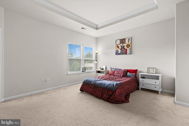 2121 River Heritage Blvd, Dumfries, VA 22026 - bedroom featuring crown molding, carpet, a tray ceiling, and baseboards