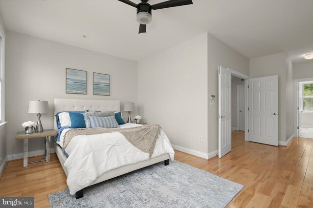 1252 Harbor Island Walk, Baltimore, MD 21230 - bedroom featuring light wood finished floors, baseboards, and ceiling fan