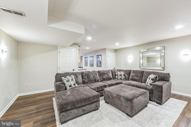 517 Bullock Unit 13, Conshohocken, PA 19428 - living area featuring dark wood-style floors, baseboards, and recessed lighting