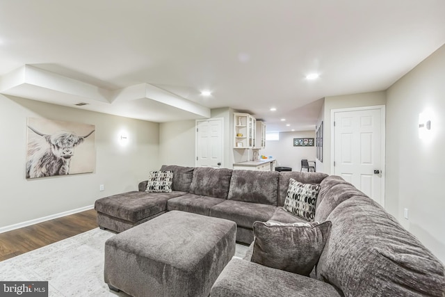 517 Bullock Unit 13, Conshohocken, PA 19428 - living room with wood finished floors, recessed lighting, and baseboards