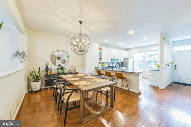 517 Bullock Unit 13, Conshohocken, PA 19428 - dining room featuring wood-type flooring, a chandelier, and recessed lighting