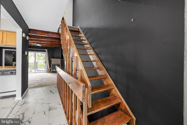 28 Chatham Ct, Dover, DE 19901 - staircase with marble finish flooring and baseboards