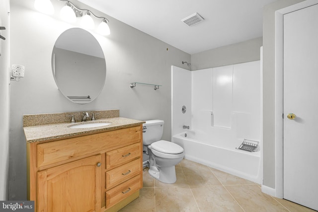 28 Chatham Ct, Dover, DE 19901 - bathroom with toilet, vanity, shower / bathtub combination, and tile patterned flooring