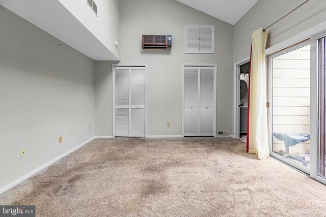 28 Chatham Ct, Dover, DE 19901 - unfurnished bedroom with carpet floors, high vaulted ceiling, multiple closets, and baseboards