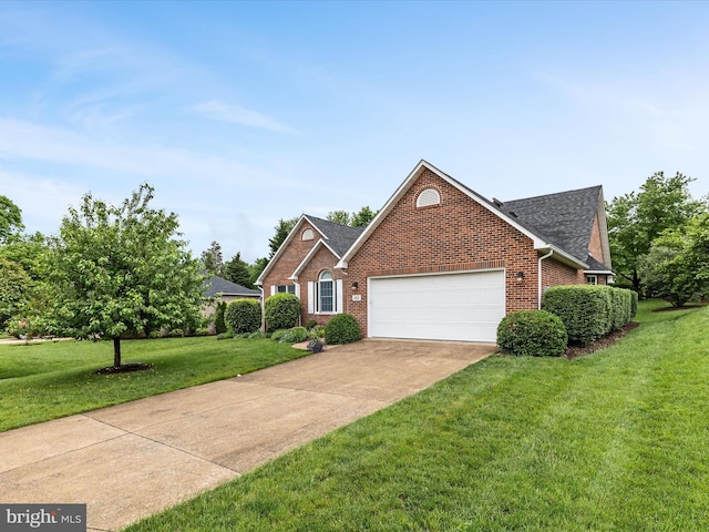 1412 Magruder Ct, Winchester, VA 22601 - traditional home featuring brick siding, an attached garage, a front lawn, and a shingled roof