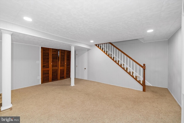 2518 Reynolds Ave, Claymont, DE 19703 - finished below grade area featuring carpet, stairway, and recessed lighting