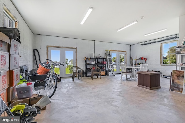garage featuring french doors