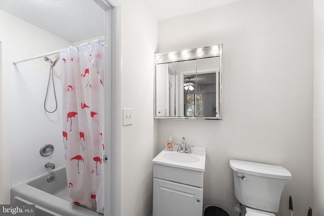 210 Trimper Ave Unit 8, Ocean City, MD 21842 - bathroom with shower / bath combo, vanity, a textured ceiling, and toilet