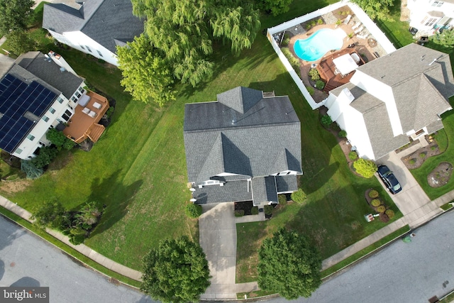 aerial view of a pool