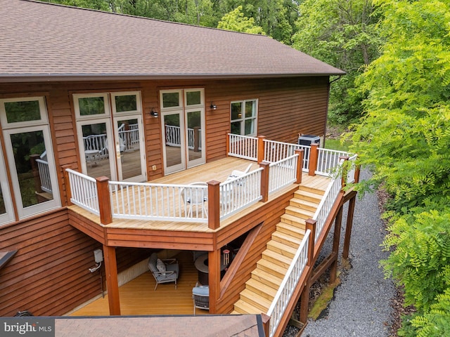 94 Tomahawk Way, Linden, VA 22642 - wooden terrace with stairs and a view of trees